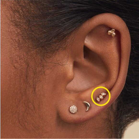 Piercing Studio - Marquise Diamond Bar Flat Back Stud - One Pair - Picture 3 of 6